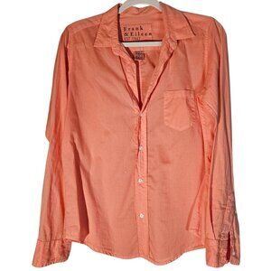 Frank & Eileen Button-Up Shirt Coral Small Coastal Chic Preppy Classic cotton